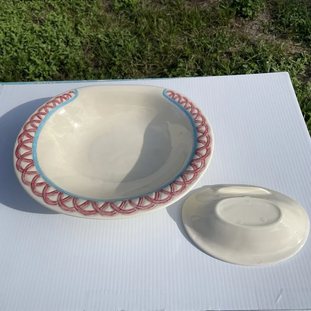 Vintage Serving Bundle Chip Dip Set Tea Cup Saucer Wood Trivet Kitchen Decor